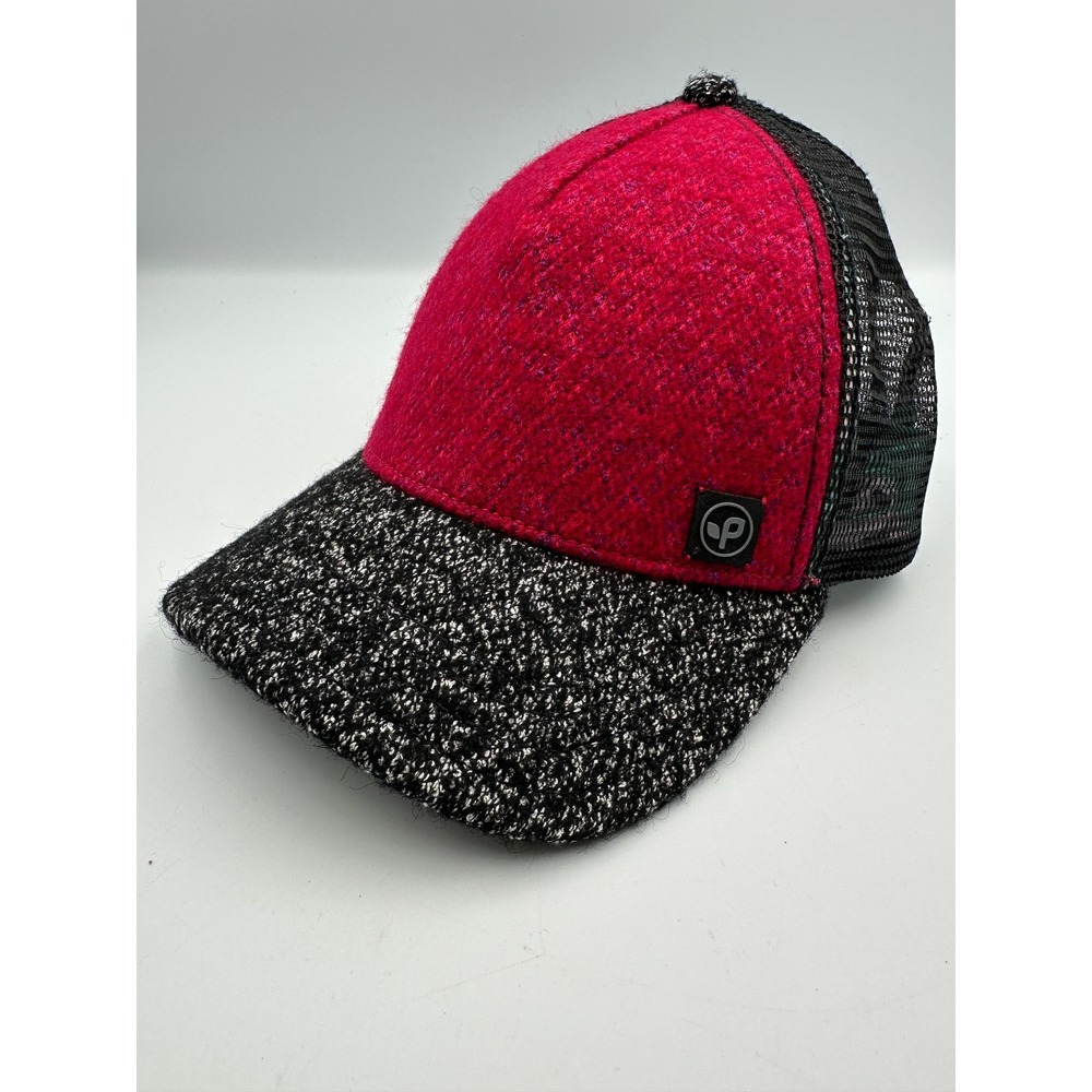 New Pistil Trucker Hat OSFM Pink Black Wool Blend Panda Print Snapback‎ Mesh